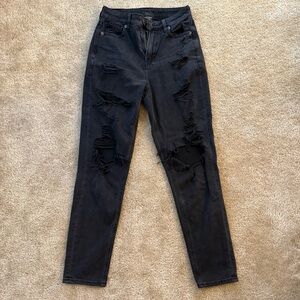 American Eagle size 0 Black Distressed Skinny Jeans: grunge Streetwear Y2K